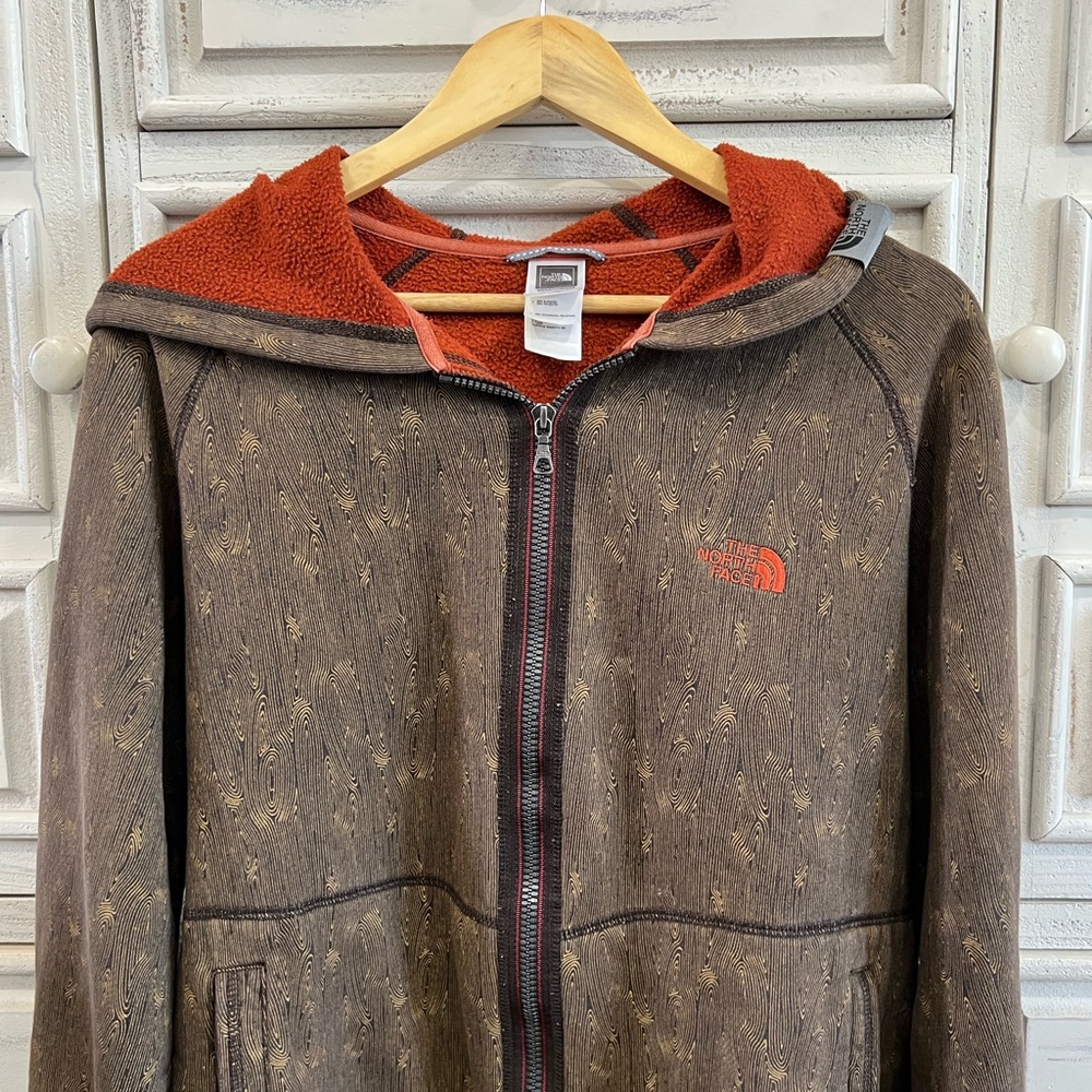 The North Face Red and Brown Fleece Jacket